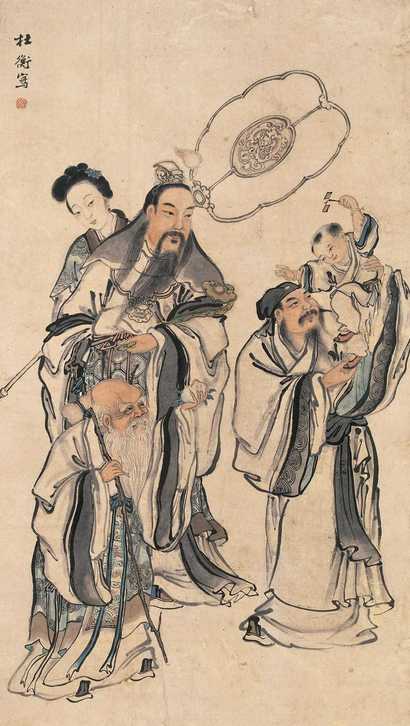 杜衡 福禄寿 立轴